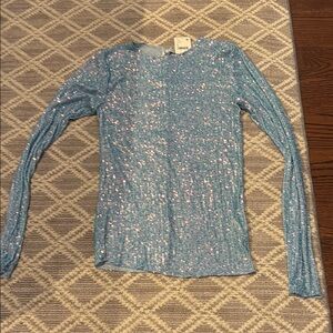 FP Movement by Free People Blue Sequin Blouse